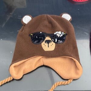 Brown Bear Kids Hat with Sunglasses Design